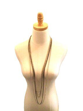 Vintage Chico's Multi Layered Strand Statement Bead Chain Necklace 36"